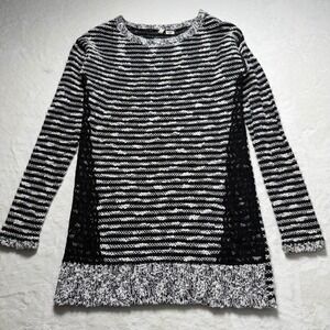 Anthropologie Moth Staccato Tweed Lace Tunic‎ Sweater Black & White Size XS
